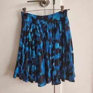 Reiss Flowy Mini-Skirt -Blue, Black and Some White